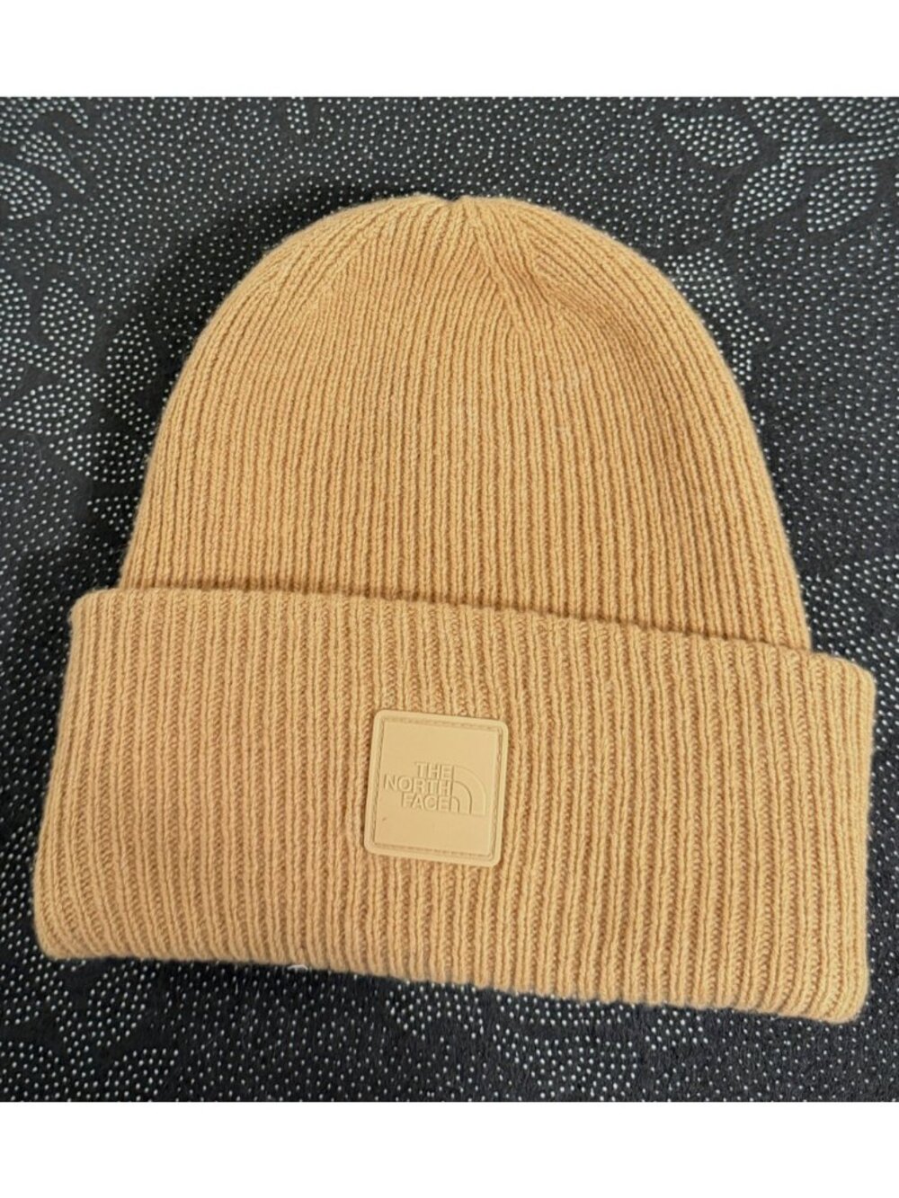 The North Face Tan Urban Patch Wool Blend Ribbed & Cuffed Beanie Cap - One Size